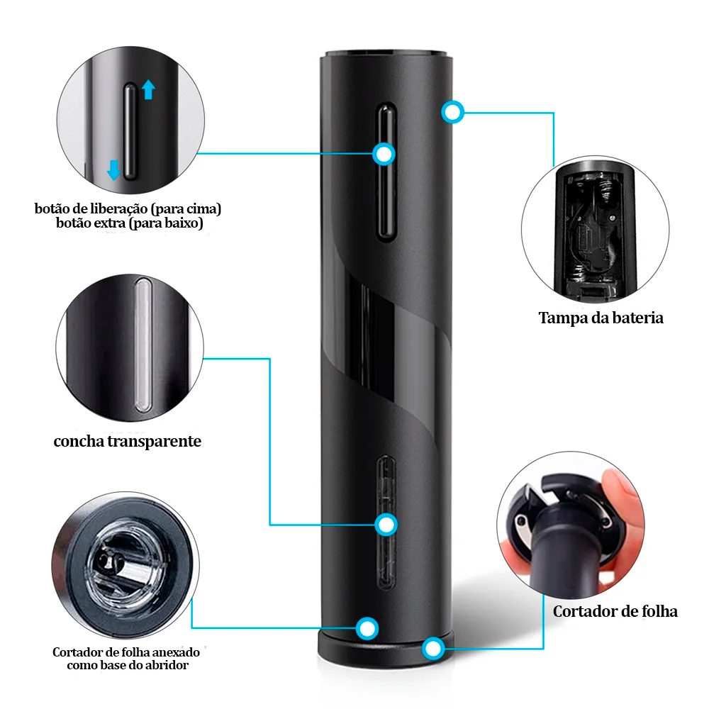 Abridor de Vino Eléctrico – Elegancia, Tecnología y Comodidad en un Solo Toque